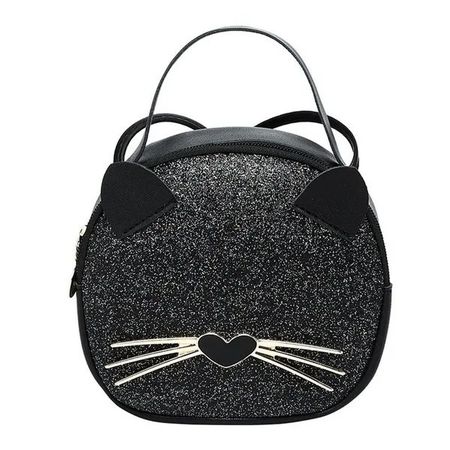 Katzenhandtasche schwarz glitzernd