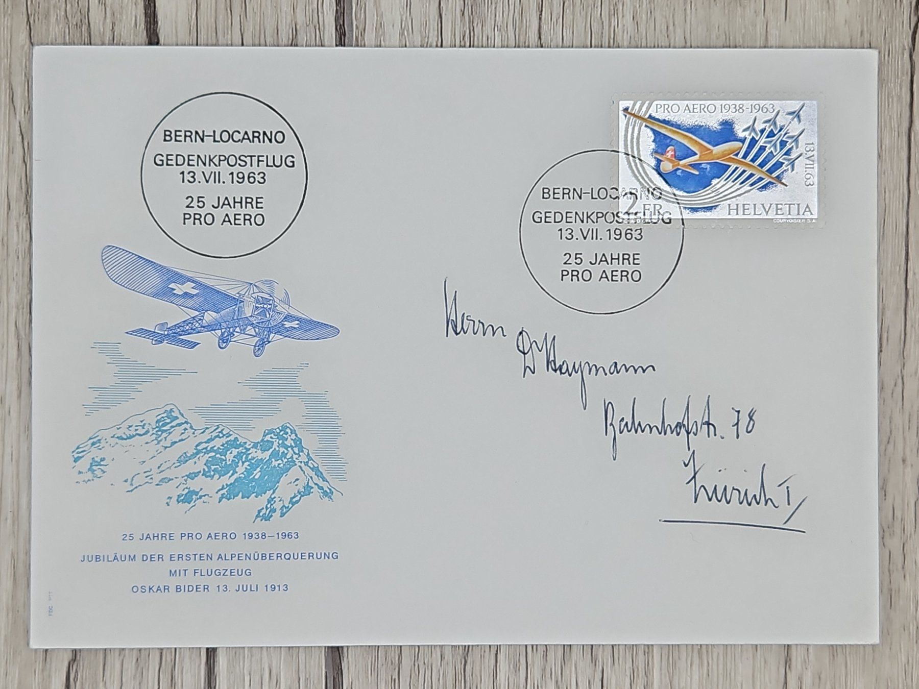 Tutti i francobolli: CL12 Enveloppe + Timbre Suisse 1963 Thème Aviation – Usato da Cousset venduto da Patrick_Collections