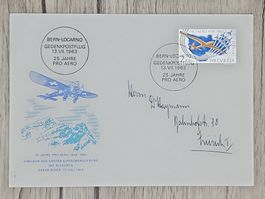 CL12 Enveloppe + Timbre Suisse 1963 Thème Aviation