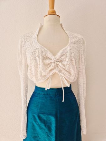 BLUSE DIRNDL 44 XL ALMSACH SPITZE,  TOP ZU KLEID HOSE JEANS