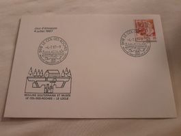 Lettre premier jour Col-des-Roches 4 juillet 1987, oblitérée