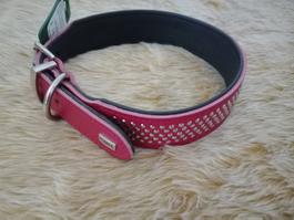 Hunter Hundehalsband Leder Himbeer Rot 46 - 54 cm