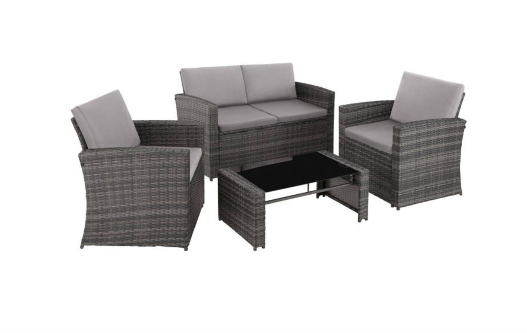 Set di tavolo e panche: Rattan Lounge Lucca grau/hellgrau - Gratis Versand – Nuovo e nell'imballaggio originale da Kleinwangen venduto da meinwarenkorb.ch