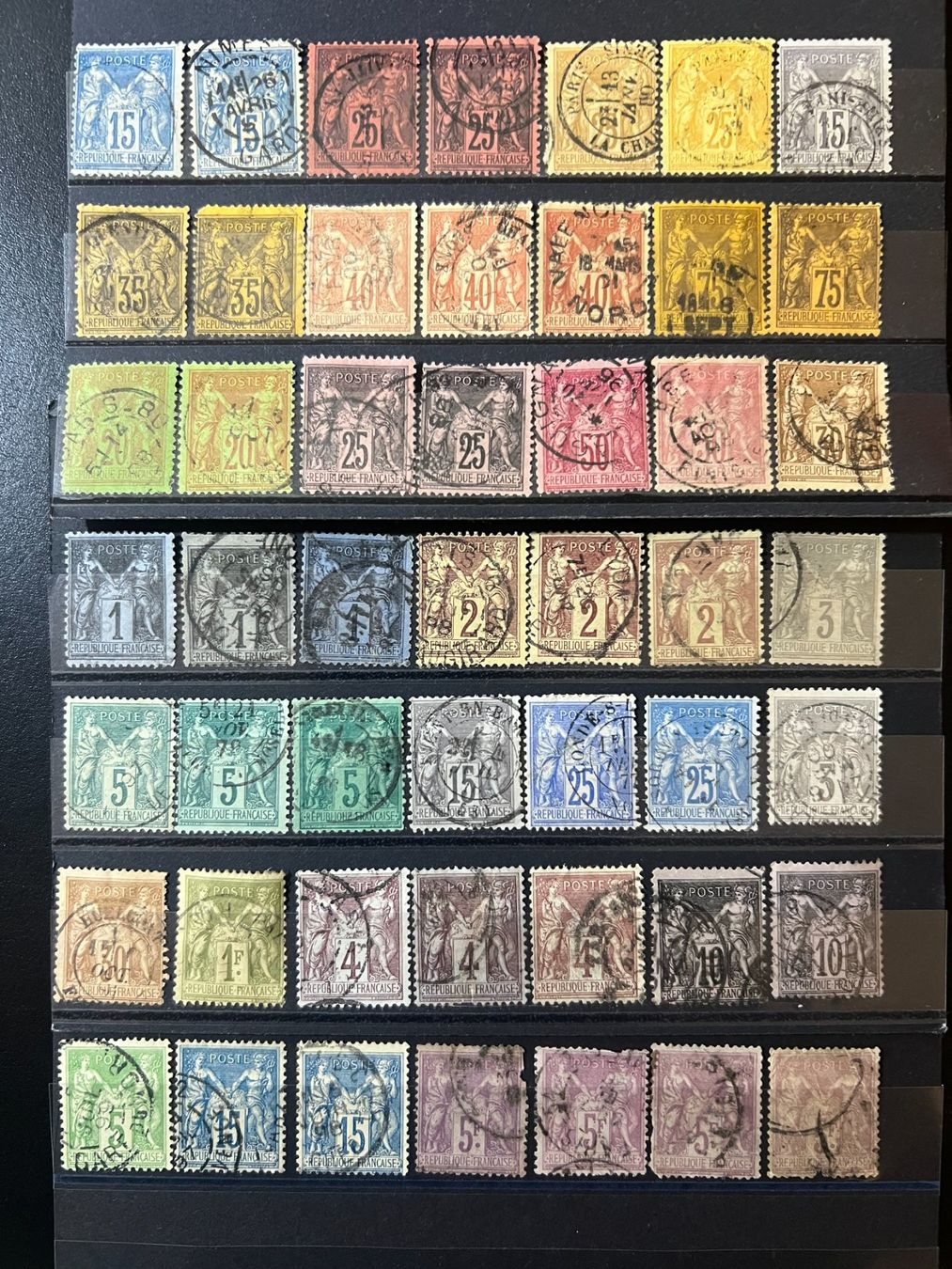 Tutti i francobolli: () 49 Sage Type II nuances couleurs 1876-1898 – Usato da Lausanne venduto da ffhoud