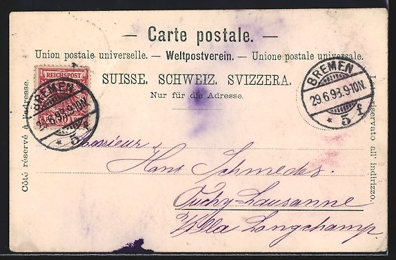 Cartoline postali: Mondschein-AK Basel, Blick auf die Pfalz – Usato da Berlin venduto da bartko-reher 1