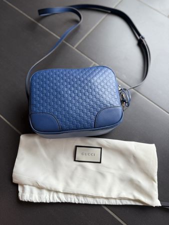 Gucci Umhängetasche Micro Guccissima Leder Blau 😍 Neu!