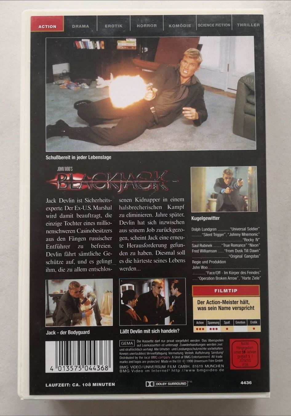 Tutti i VHS: VHS - John Woo's Blackjack - mit Dolph Lundgren - BMG – Usato da Ueberstorf venduto da Movieman83 1