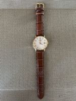 M-WATCH Mondaine Armbanduhr Lederarmband Datum goldfarben