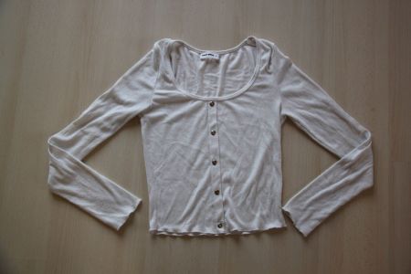 Tally Weijl Top, Grösse M, Weiss, Langarm