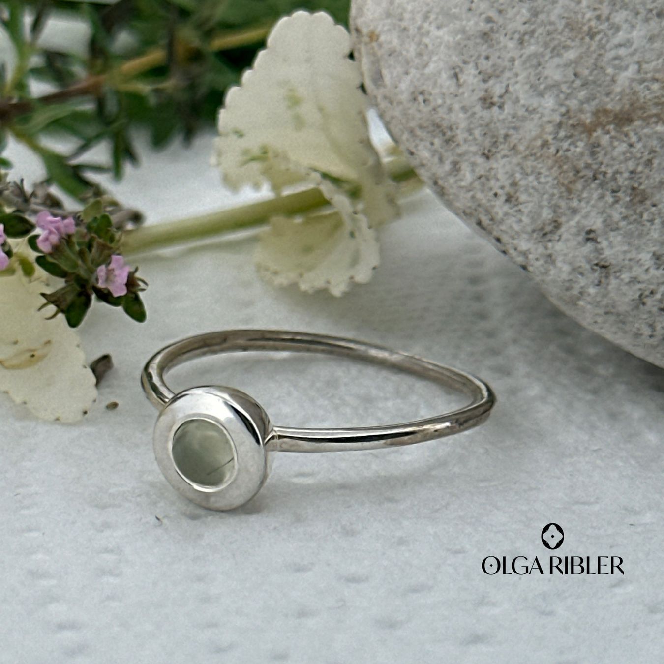 Olga Ribler Anelli: Prehnit Silber Ring 925 Grösse 58 – Nuovo (secondo la descrizione) da Luzern venduto da Schmuckoutlet