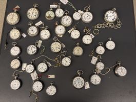 ⚠️ Mega Lot 31 Pocket Watch Antik en argent massif !