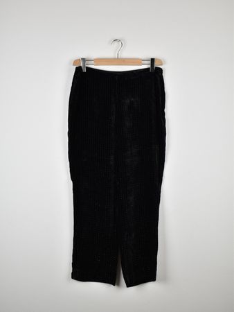 Massimo Dutti Samthose, Gr.42, schwarz mit Steinchen