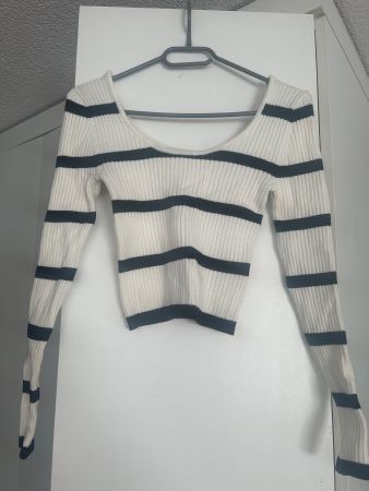 Langarmshirt gestreift weiss schwarz gebraucht guter Zustand