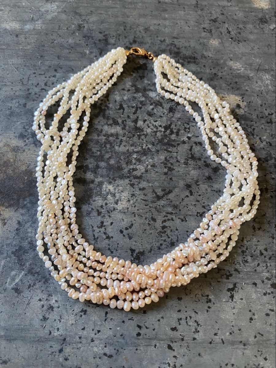 Perle (finte): Süsswasser-Perlen - Collier 8 - Rang, weiss, grau, rosa – Usato da Embrach venduto da bea_8424 6