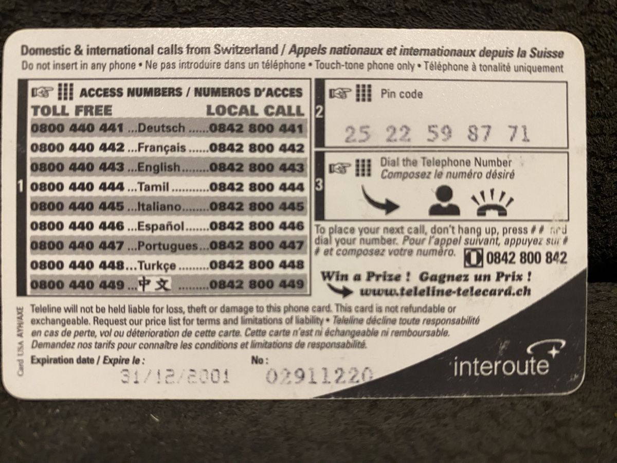 Cartes de téléphone: Teleline – D'occasion à Lausanne par babacard10 1