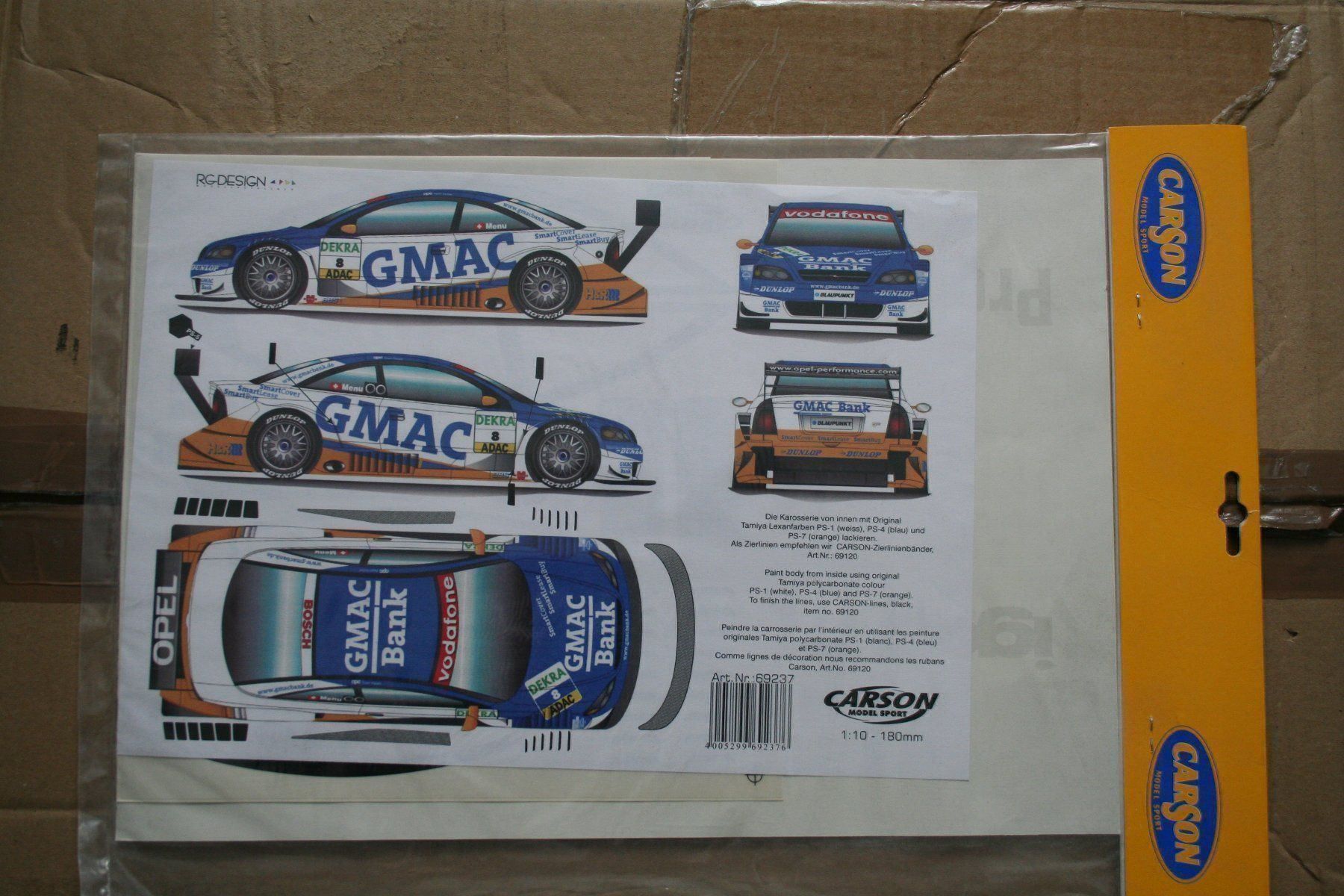 Modellismo RC: RC Decals OPEL Astra 1:10 GMAC A. Menu – Nuovo e nell'imballaggio originale da Bern venduto da ascona43