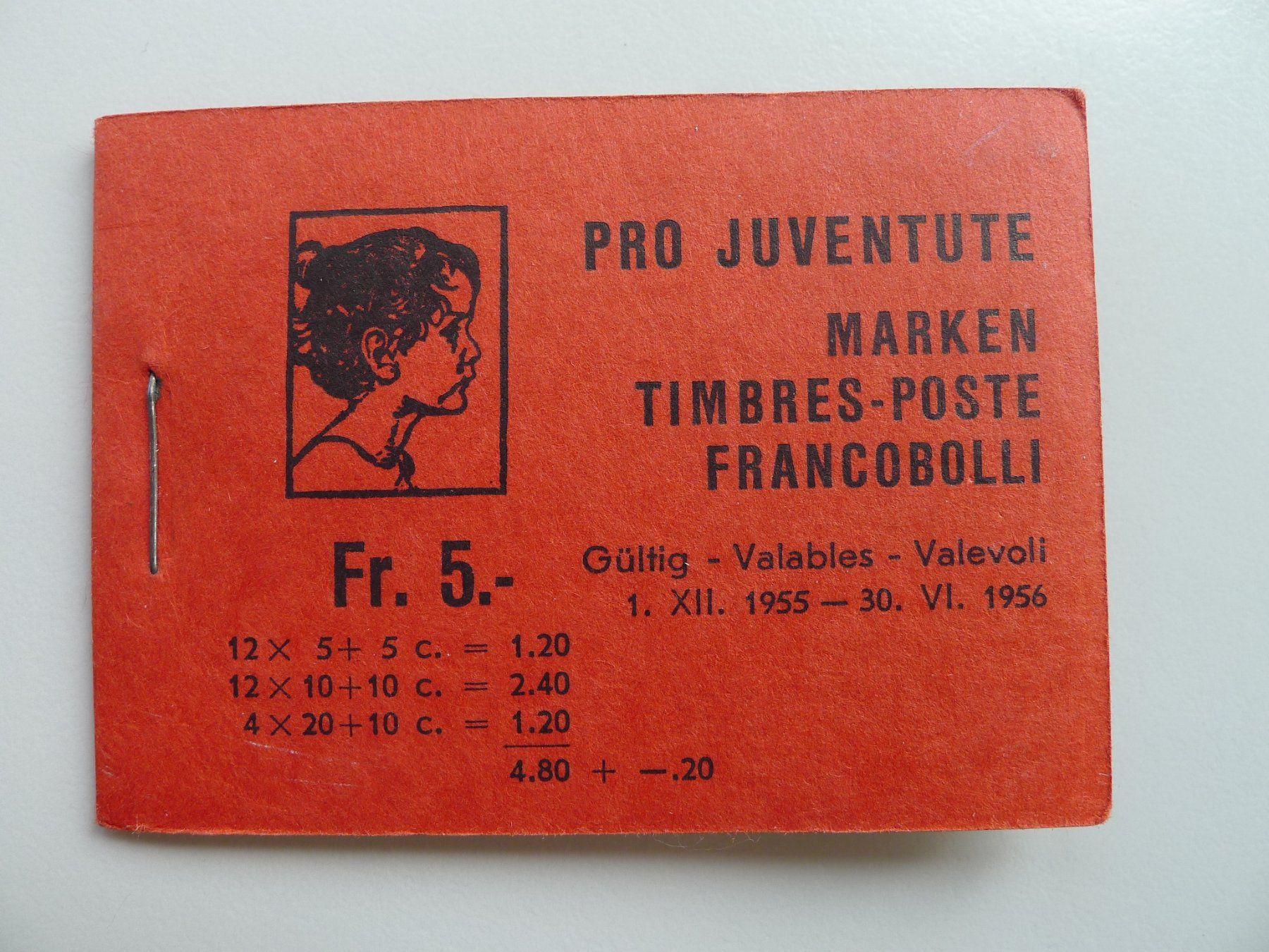 Alle Briefmarken: 1955, Markenheft PJ Nr.4 postfrisch + komplett. Kat: 110.- – Gebraucht aus Sursee von Luzernerraute