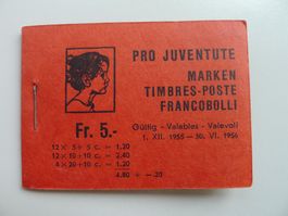 1955, Markenheft PJ Nr.4 postfrisch + komplett. Kat: 110.-