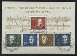 BUNDESREPUBLIK,  BLOCK BEETHOVEN 1959 ERSTTAG-GESTEMPELT