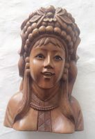 Scultura in legno con viso di donna - vintage