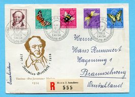 Satz Ersttagsbrief Pro Juventute 1954 nach Braunschweig