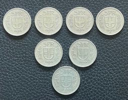 7 x 5 Franken Silber 4x1932, 2x1933, 1x1953