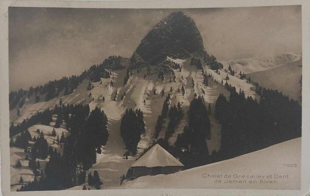 Cartoline postali: GRESALLEY Chalet & Dent de Jaman - 1927 – Usato da Delémont venduto da Domdom1