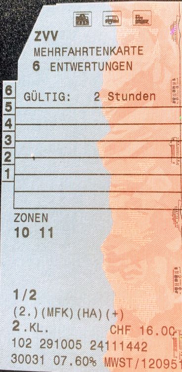 ZVV mehrfahrtenkarte Zonen 110 UND 111 (Neu (gemäss Beschreibung)) in ...