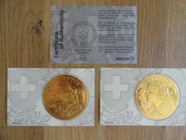 2x Goldvreneli Briefmarke echt vergoldet - Jahr 2013