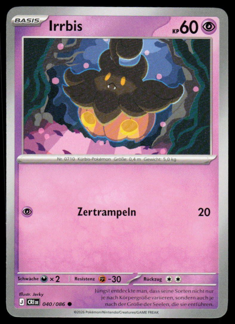 Pokémon Carte collezionabili: Pokemon Irrbis 040/086 – Usato da Herisau venduto da Pokemon2025