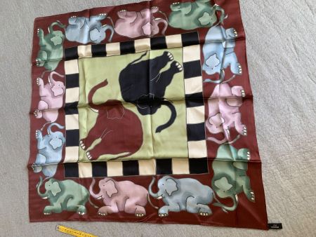Vintage Seidenschal mit elephanten  Jim Thompson 82 x 82 cm