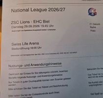 2x Sitzplätze ZSC Lions vs EHC Biel 29.9.26, F1 Deluxe