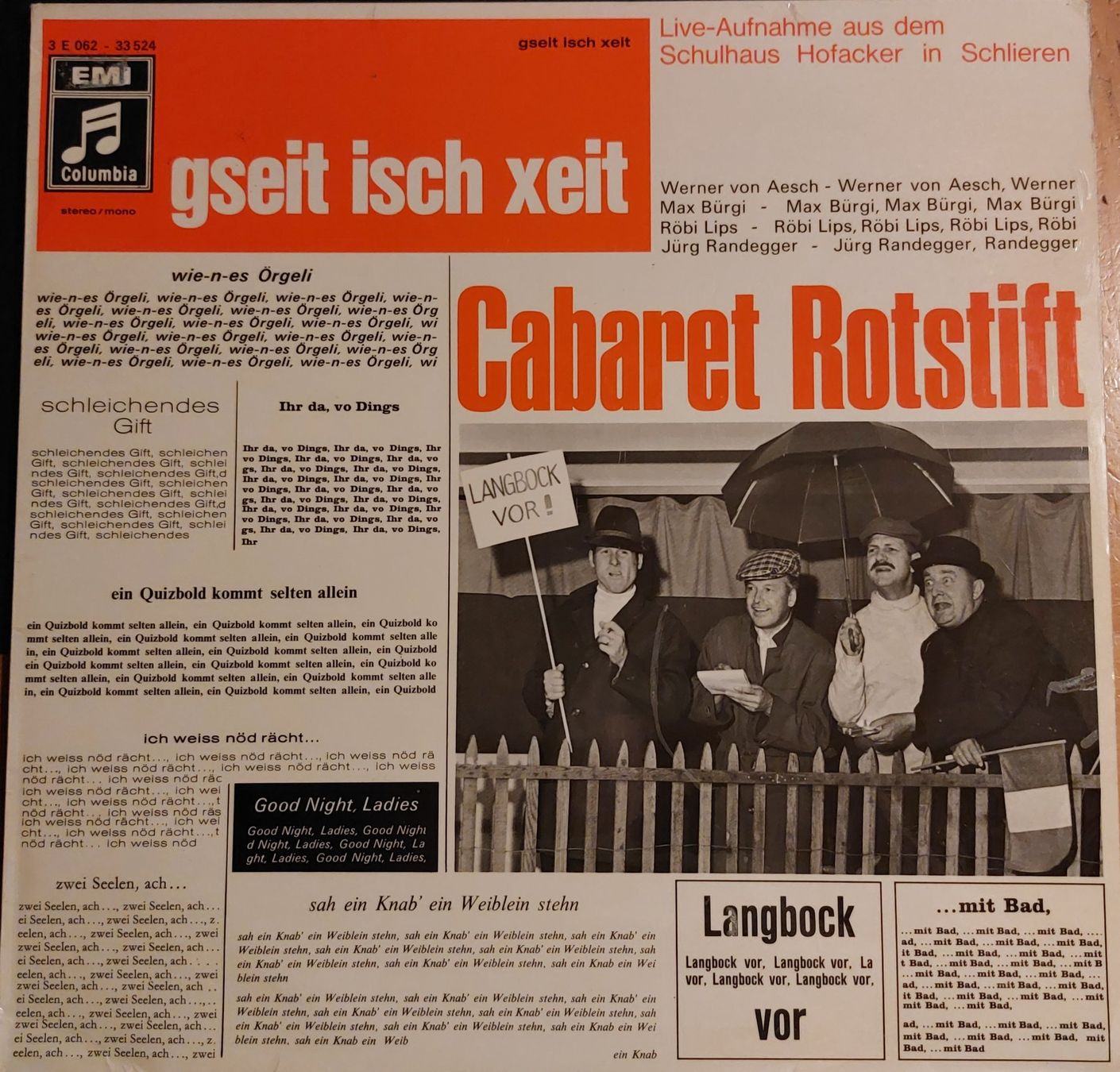 Schallplatten: Jürg Randegger vom Cabaret Rotstift: gseit isch xeit – Gebraucht aus Opfikon von Carslo5