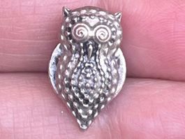 Vintage Eule Pin / Anstecknadel (Kleine Brosche) Versilbert