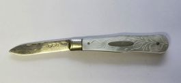 Antikes Sackmesser mit 925 Silberklinge und Perlmutt, J.Y.C