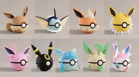 Pokeball Eevee set Evolution - 3D Printed