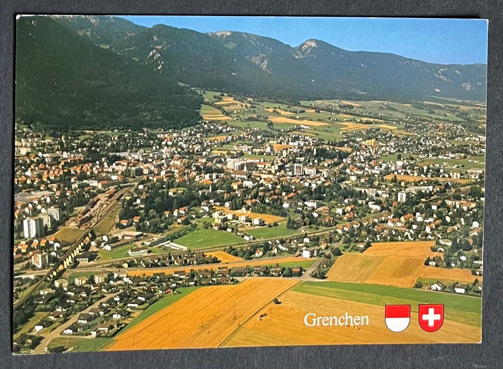 Cartoline postali: Grenchen, Flugaufnahme ca. 1970 – Usato da Wabern venduto da DaxKarten-75