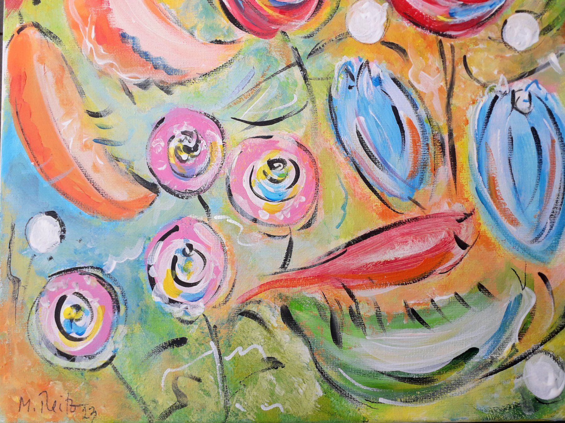 Dipinti: Gemälde Blumen expressiv Künstler: Manuela Reitz – Nuovo e nell'imballaggio originale da Balve venduto da Manu_1303 6