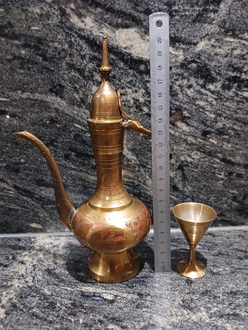 Set di piatti: Orientalisches Messing Sake/Tee/Kaffee Set mit Tablett, Top! – Usato da Frasnacht venduto da ale_g288 3