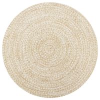 vidaXL Teppich Handgefertigt Jute Weiß und Natur 120 cm