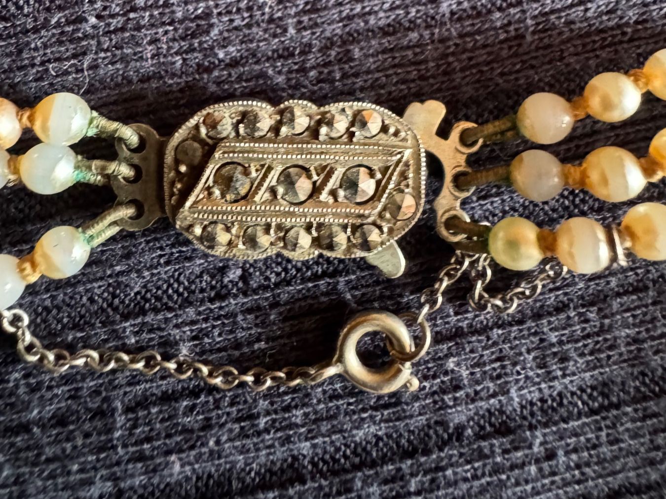 Catenine: Perlenkette USA vor 1900 mit Markasit Silber – Usato da Grabs venduto da Barbstucky 1
