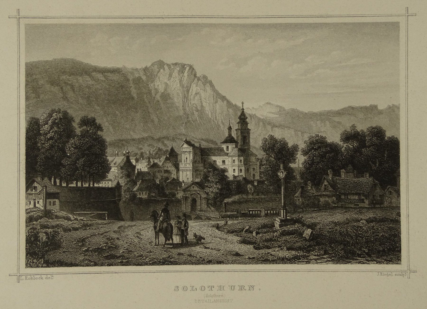 Incisioni: SOLOTHURN, STAHLSTICH NACH ROHBOCK 1870 – Usato da Grüningen venduto da Kartensammler