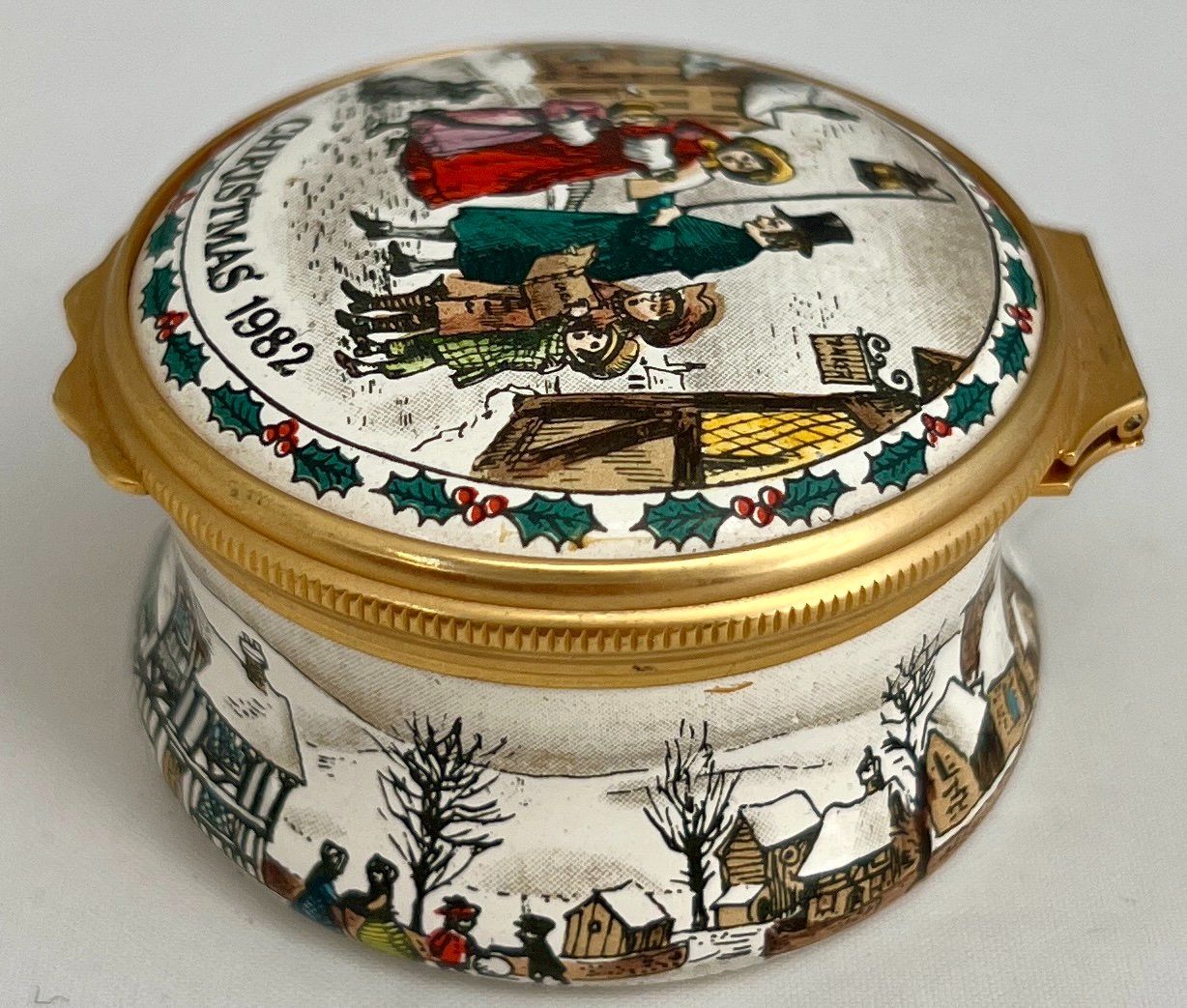 Contenitori & Simili: Halcyon Days Enamels, handbemaltes Weihnachtsdöschen, 1982 – Usato da Zürich venduto da Drahtzug 2
