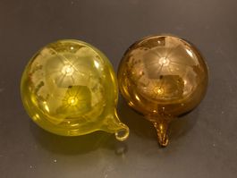 Duo kleinere Glas Deko-Kugeln, gelb + grün