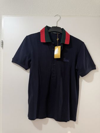 Gucci Polo Shirt Herren Dunkelblau mit farbigem Kragen Gr. L