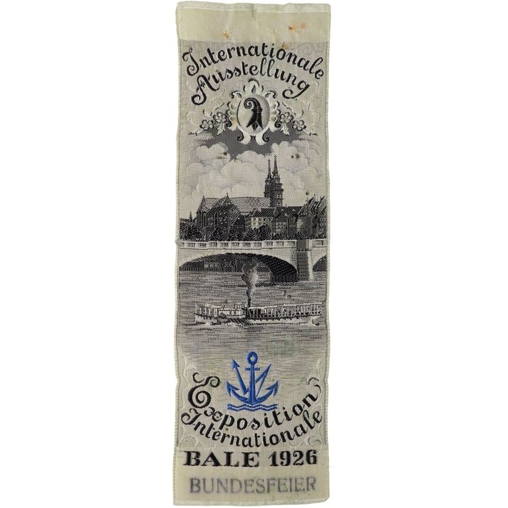 Basler Placchette & Badge: Schweiz Basel Festabzeichen Stoff 1926 Bundesfeier – Usato da Liestal venduto da fibonaccis