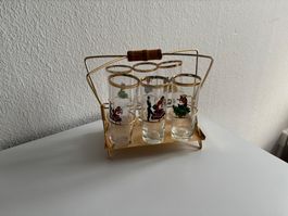 1950er Schnapsgläser Set, Tänzermotiv