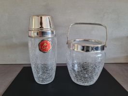 QUIST Craquelé Glas Cocktail Shaker mit Eisbehälter 1960er