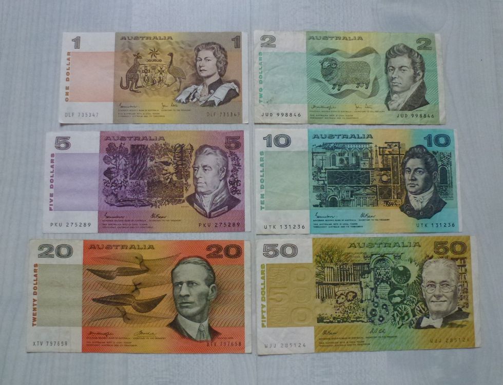 Sammlung ++ 6 Stück alte Banknoten aus Australien ab 1980 (Gebraucht ...