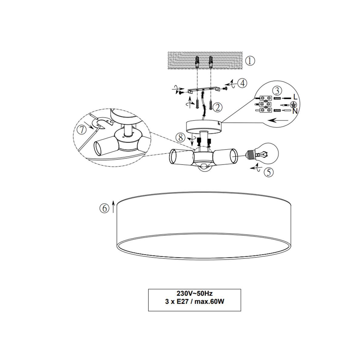 Lampadari & plafoniere: Deckenleuchte, Rund, Schwarz, 50 cm Ø – Nuovo (secondo la descrizione) da Kreuzlingen venduto da Smart-Light 3